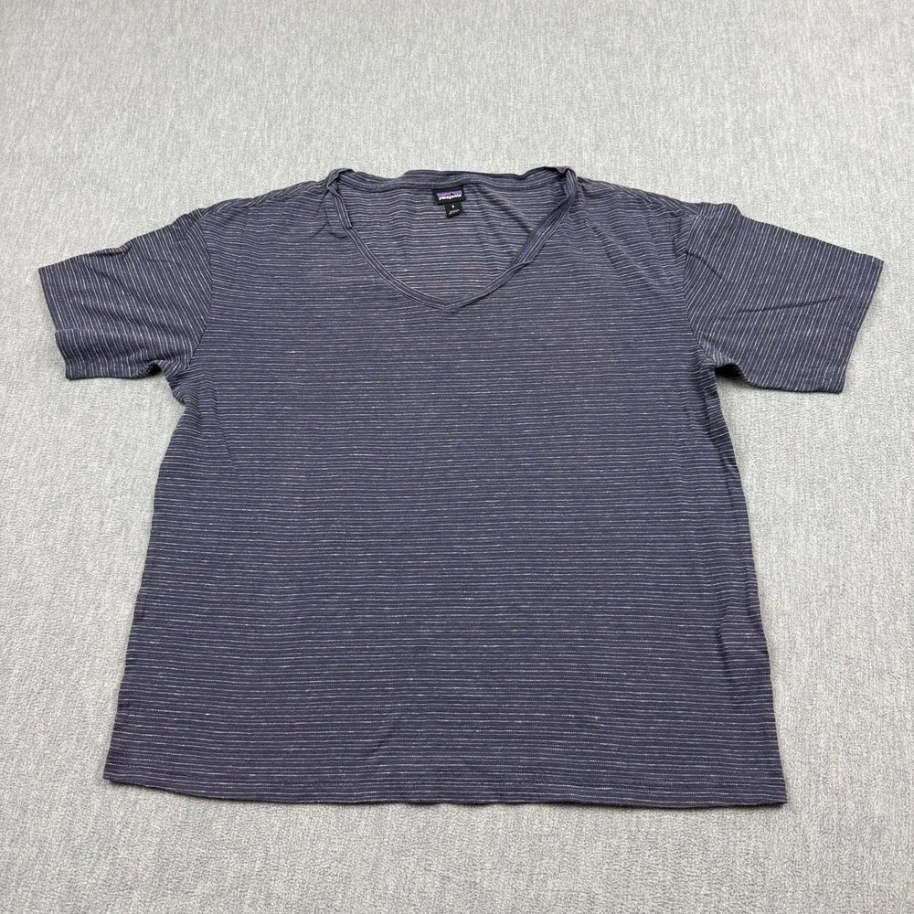 Patagonia T Shirt Womens Small Blue Pinstriped Lightweight Organic Cotton Tee